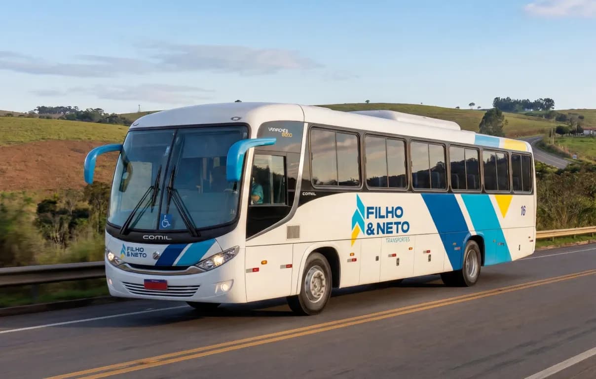 Imagem de capa, Ônibus da Filho e Neto Transportes estacionados na estrada